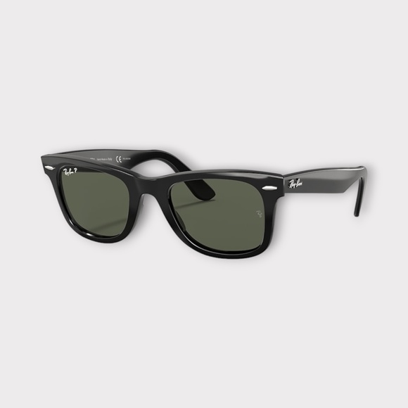 Ray-Ban Wayfarer Square Sunglasses. Black Frame, Green Polarized Lens. 50mm - Picture 5 of 6